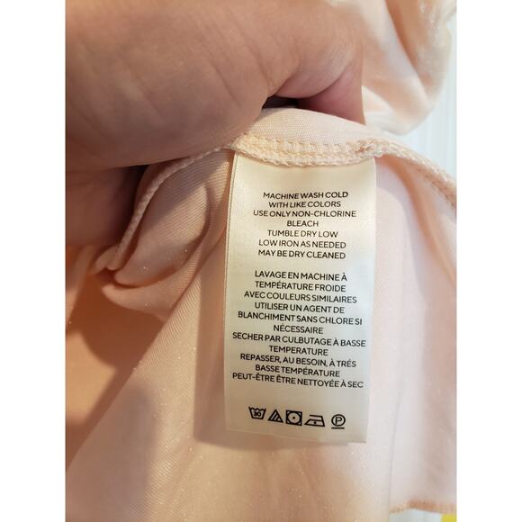 Free People Womens Terese Velvet Crop Top Small Pink Smocked Tie Neck Oversized - Picture 14 of 16